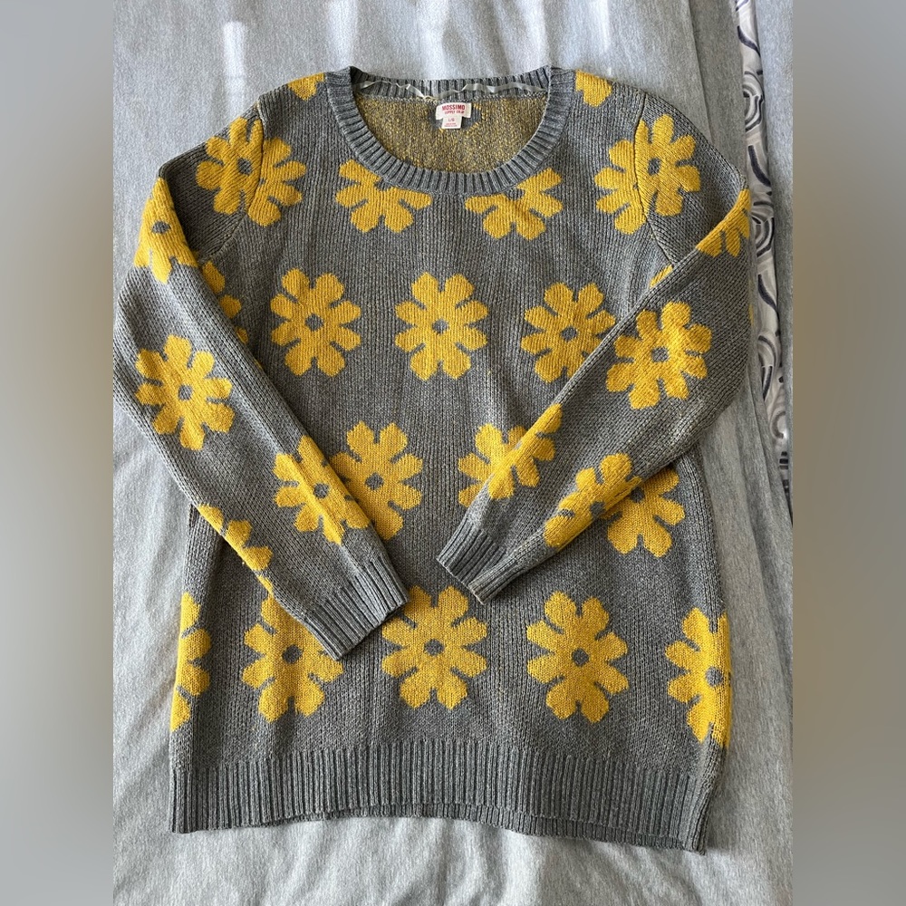 Gray Floral Sweater
